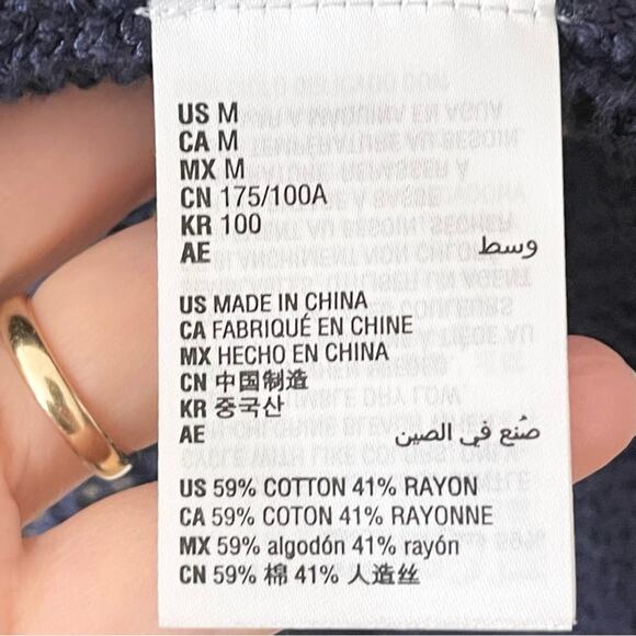 Charter Club Open-Front Cardigan Sweater Loose Knit Women’s size M Navy Blue - Picture 4 of 8